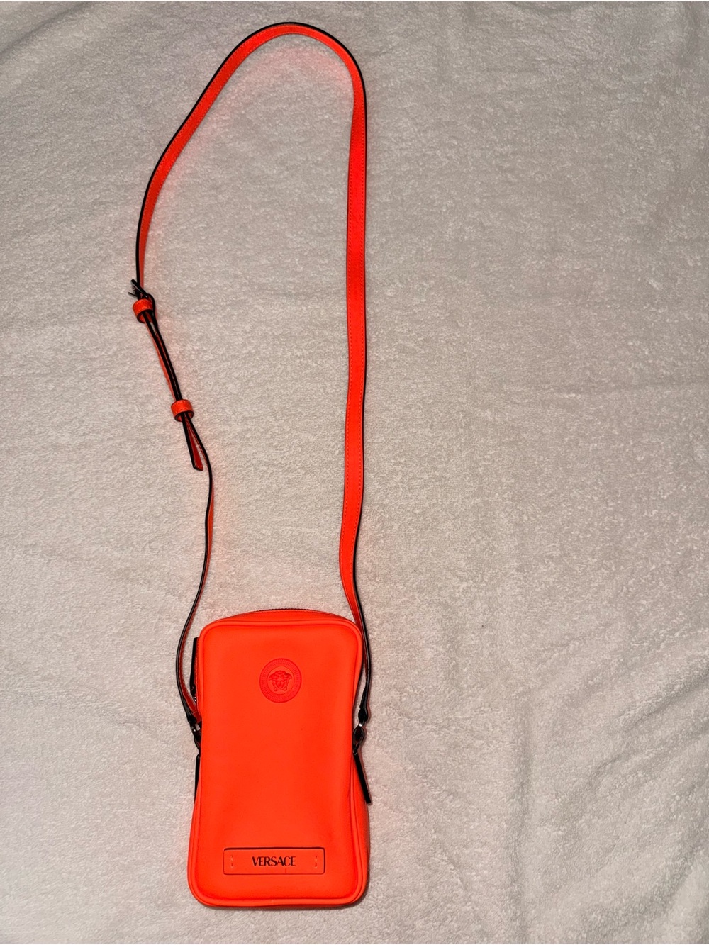 Versace Neon Orange Crossbody Phone Pouch